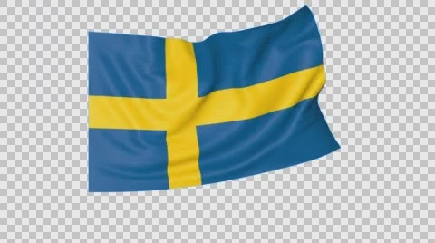 Waving flag of Sweden, seamless loop. Exact size, blue background. Part of all Stock Footage 64626044
