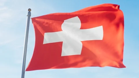 Waving Flag Of Switzerland Loop Stock Footage 127403114