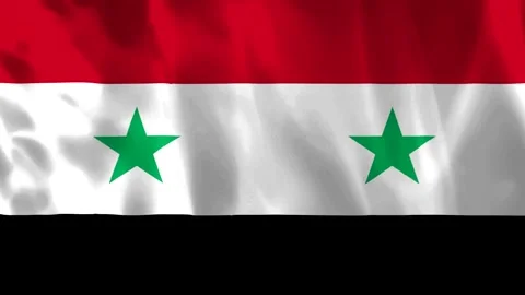 Waving flag of Syria with horizontal red white and black stripes featuring .. Vídeos de archivo 343583522