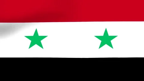 A waving flag of Syria with two green stars on a white band with red and bl.. Stock Footage 346545788