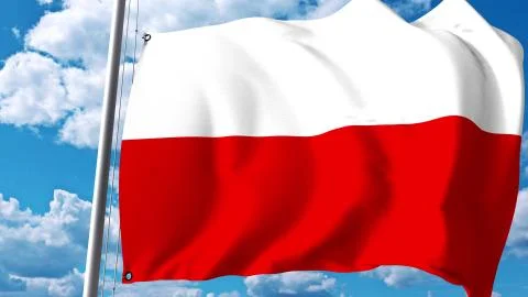 Waving flag of Thuringia, a state of Germany. 3D rendering Stock Illustration