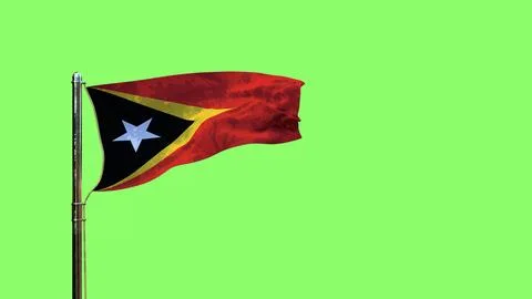 Waving flag of Timor Leste for state holiday on chroma key screen Иллюстрация