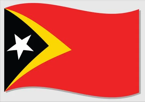 Waving flag of Timor Leste vector graphic. Waving East Timorese flag illustra Stock-Illustration