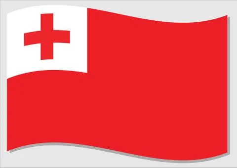 Waving flag of Tonga vector graphic. Waving Tongan flag illustration. Tonga c Illustrazione stock