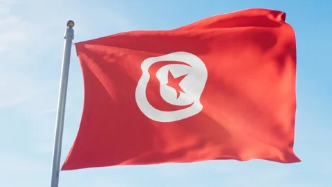 Waving Flag Of Tunisia Loop Stock Footage 127570808