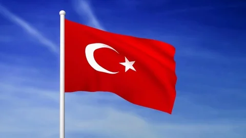 Waving flag of Turkey on the blue sky background Stock Footage 83111571