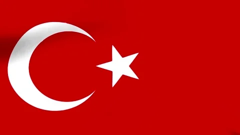 Waving flag of Turkey with a bright red background and white star and cresc.. Stock Footage 346546331