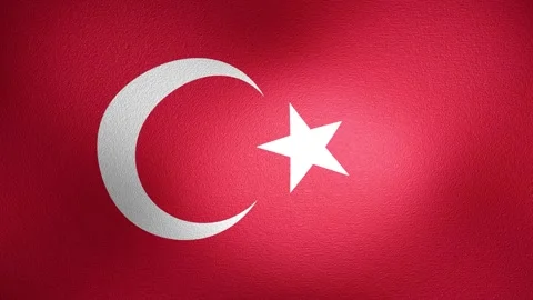 Waving flag of Turkey with cloth texture Stock Footage 340039593