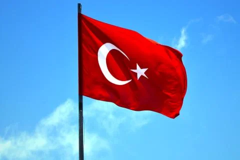 Waving flag of turkey Stock Photos
