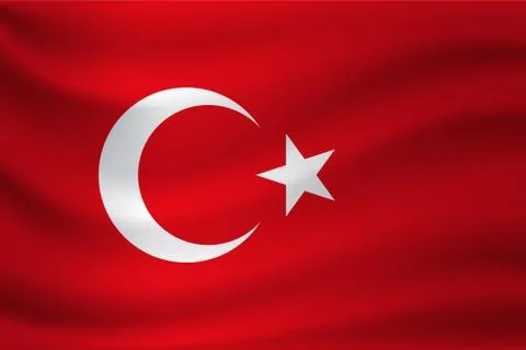 Waving flag of Turkey. Vector illustration Stock-Illustration