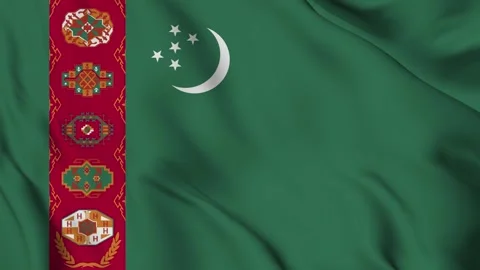 Waving Flag of The Turkmenistan Stock Footage 294091014