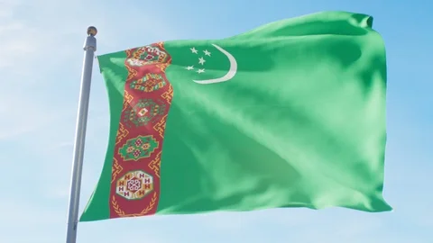 Waving Flag Of Turkmenistan Loop Stock Footage 127484236