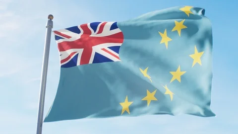 Waving Flag Of Tuvalu Loop Stock Footage 127403304