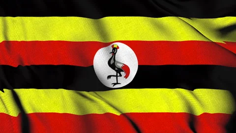 Waving Flag of Uganda with Crested Crane Stock Footage 314678397