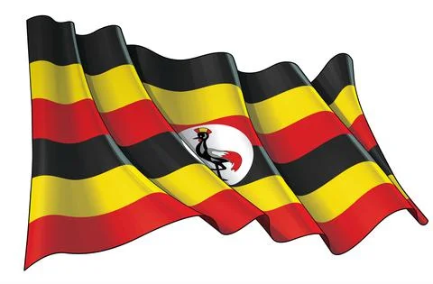 Waving Flag of Uganda Stock Illustration