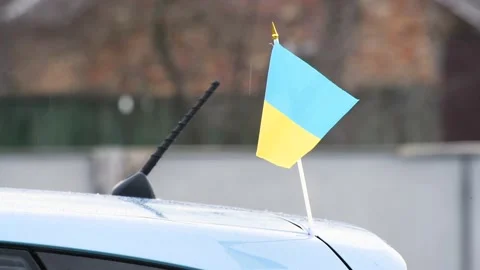 Ukraine Car Flag Stock Video Footage | Royalty Free Ukraine Car Flag ...