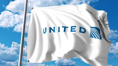 Waving flag with United Airlines logo. 4... | Stock Video | Pond5