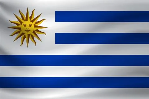 Waving flag of Uruguay. Vector illustration Stock Illustration