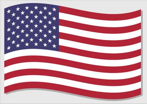 Waving flag of USA vector graphic. Waving American flag illustration. USA cou Illustrazione stock