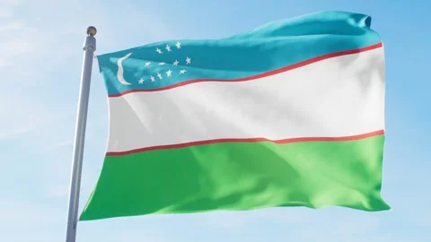 Waving Flag Of Uzbekistan Loop Stock Footage 127578743