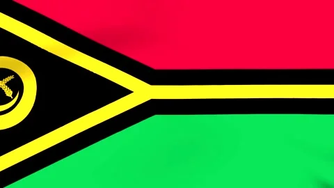 Waving flag of Vanuatu featuring a red green and black design 库存影片 346546343