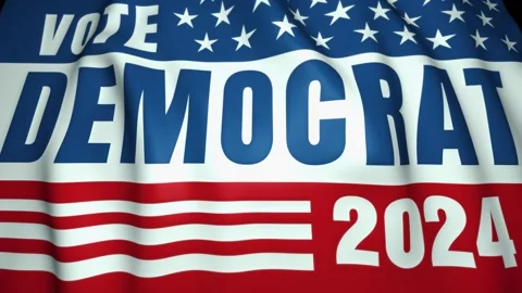 Waving flag, vote for US Democratic Party, background, loop animation.  Stock Footage 273687473