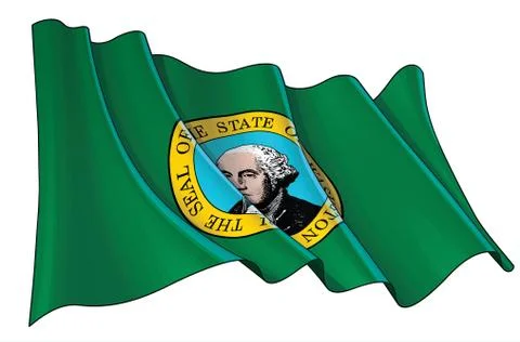 Waving Flag of Washington State Stock Illustration