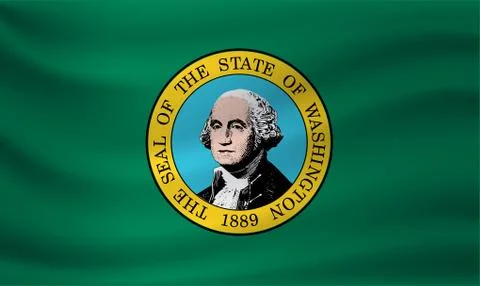 Waving flag of Washington. Vector illustration Stock Illustration