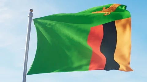 Waving Flag Of Zambia Loop Stock Footage 127472140