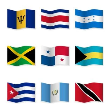 Waving flags of different countries Stock Illustration