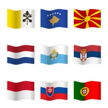 Waving flags of different countries Stock Illustration