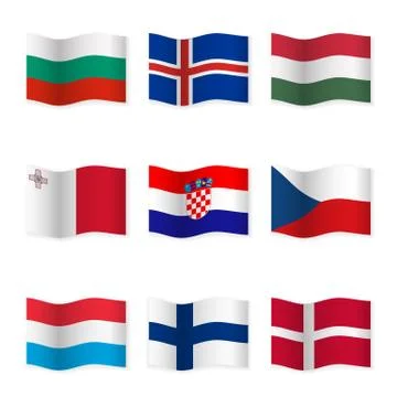 Waving flags of different countries Stock Illustration