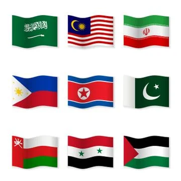Waving flags of different countries Stock Illustration
