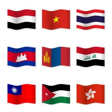 Waving flags of different countries Stock Illustration