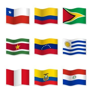 Waving flags of different countries Stock Illustration