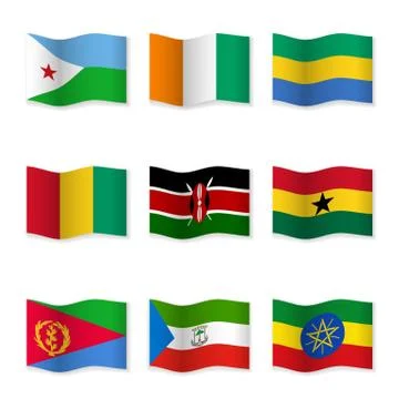 Waving flags of different countries Stock Illustration