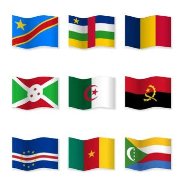 Waving flags of different countries. Stock Illustration