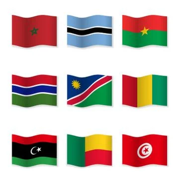 Waving flags of different countries. Stock Illustration