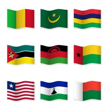Waving flags of different countries Stock Illustration
