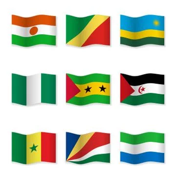 Waving flags of different countries Stock Illustration