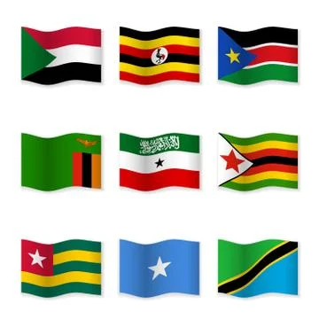 Waving flags of different countries Stock Illustration
