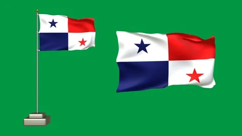 Waving flags of Panama against a vibrant green backdrop Stock Footage 320353547
