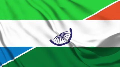 Waving flags of Sierra Leone and India in seamless motion loop Stock Footage 328347560