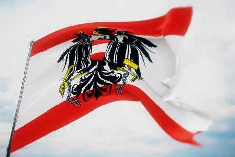 Waving flags of the world - flag of Austria state. Shot with a shallow depth of 스톡 일러스트