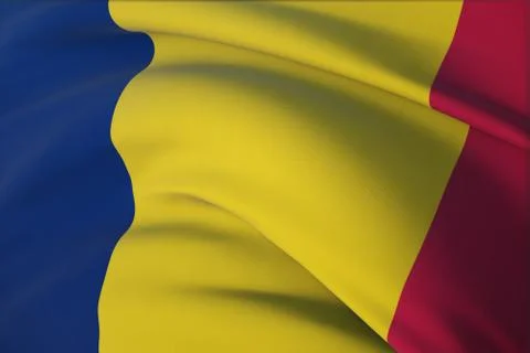 Waving flags of the world - flag of Chad. Closeup view, 3D illustration. Stock-Illustration