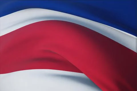Waving flags of the world - flag of Costa Rica. Closeup view, 3D illustration. Illustrazione stock
