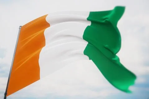 Waving flags of the world - flag of Cote Ivoire. Shot with a shallow depth of Stock-Illustration