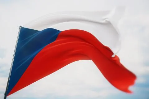 Waving flags of the world - flag of Czech Republic. Shot with a shallow depth of Stock-Illustration