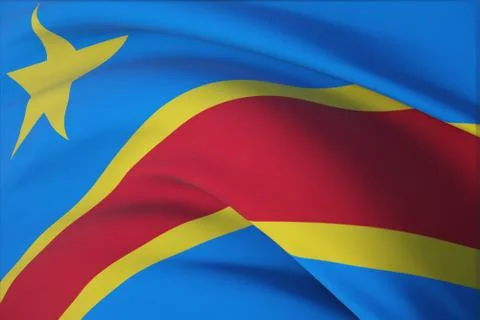 Waving flags of the world - flag of Democratic Republic of the Congo. Closeup Illustrazione stock