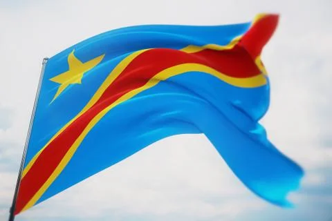 Waving flags of the world - flag of Democratic Republic of the Congo. Shot with Stock Illustration